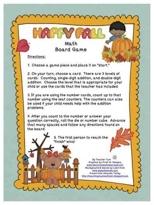 cover image of Happy Fall Math Board Game